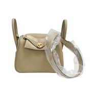 風衣灰 Clemence牛皮 Mini Lindy 肩背包 K刻 金釦【HERMES 愛馬仕】 H079086CC