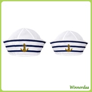 WINN Unisex Adult Yacht Boat Ship Sailor Hat with Anchor Print Captain Hat Costume Hat Navy Style Ma