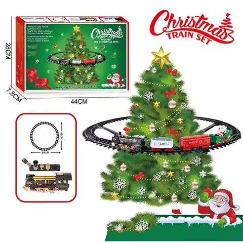 Christmas Train Set with Lights Sounds Railway Tracks Sets Locomotive Engine fo Christmas Tree Elect