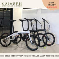 CS168ph Upgraded 2023 Crius Velocity 20" 406 10spd Shimano Deore Disc Brake Folding Bike w/ FREE HELMET