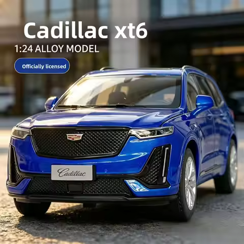 1:24 Cadillac XT6 Alloy Diecast Car Model, Pull Back with Light & Sound, 4S Store Display Ornament, 