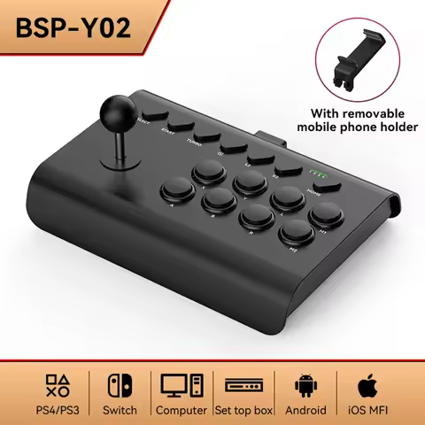 Y02 Wireless Arcade Games Control Rocker for PS4 Switch Console Controller PC TV Android iOS Phones 