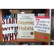 TRIO BUNDLE ATOMIC HABITS (HC) + 7 HABITS + START WITH WHY