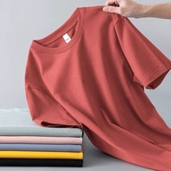 纯色t恤男短袖圆领纯色上衣服夏季潮流宽松半袖体恤Solid Color T-Shirt Men's Short-sleeved Round Neck Solid Color Clothes for S