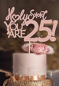 Pink 25th Birthday Cake Topper for women twenty five Birthday Cake Toppers, Funny 25th Cake Topper f