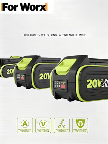 For Worx 20V 6.0Ah 5pin Lithium Battery Pack WA3578 WA3520 WA3525 Power Share Accessories power tool