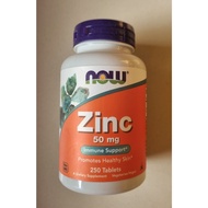 Now Foods Zinc 50mg 250 Tablets Vegetarian Supplement
