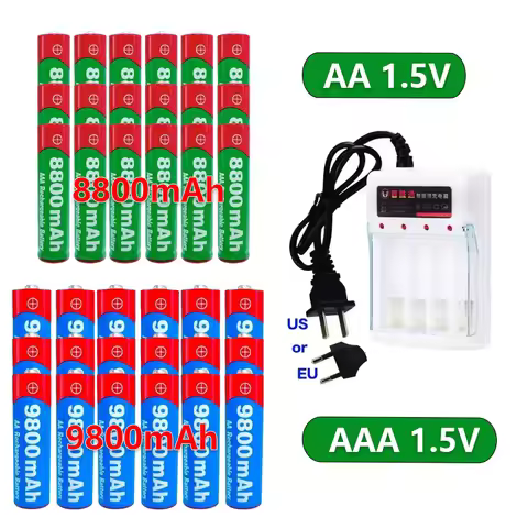 1.5V AA/AAA 8800mAh/9800mAh Rechargeable Battery AA/AAA Alkalinity Battery Battery W/Charger for Clo