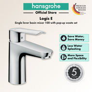 hansgrohe Logis E Single lever basin mixer 100 with pop-up waste set Chrome (71161000)