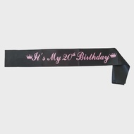 Its My 13th 16th 18th 20st Birthday Sash Black Pink Satin Sashes for Girls Happy 13 16 18 20 Birthda