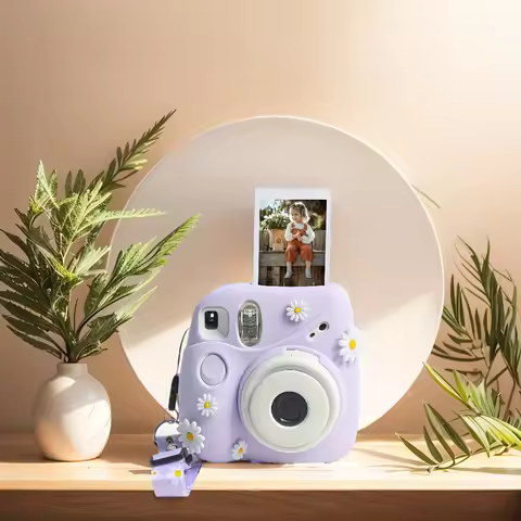 1 Set Silicone Protective Case for Fujifilm Instax Mini 7 Plus Camera (with DIY Accessories and Adju
