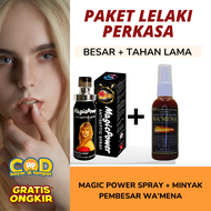 (BISA COD) 1 PAKET MAGIC POWER SPRAY UNTUK PRIA TAHAN LAMA DAN MINYAK URUT PEMBESAR PENNIS PRIA - HS