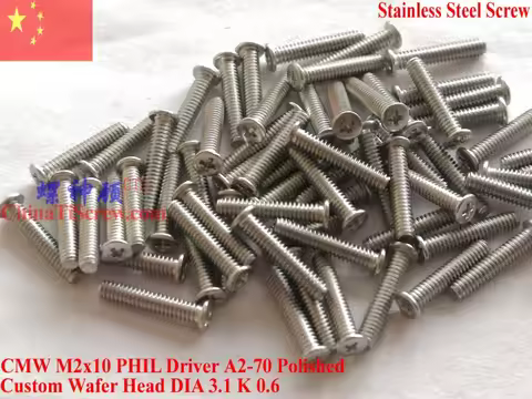Stainless Steel M2 screw M2x3 M2x4 M2x5 M2x6 M2x8 M2x10 Wafer Head Phillips driver Polished ROHS 100