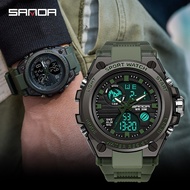 SANDA Macho Men Tactical Military Grade Waterproof Business Analog-Digital Luxury Sports Casual Jam 