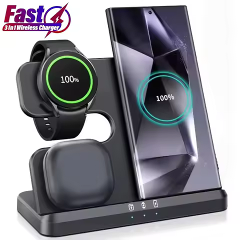 3 In 1 Desktop Wireless Charger Stand Fast Charging Station For Samsung Z Fold 5-3 S24 S23 Galaxy Wa