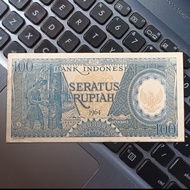 Uang Kuno Indonesia Seri Pekerja Biru 100 Rupiah  tahun 1964