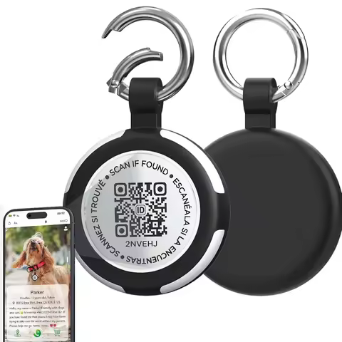 AirTag Case Keychain, IPX8 Waterproof Air Tag Holder with QR Code Silicone AirTags Cases GPS Item Fi
