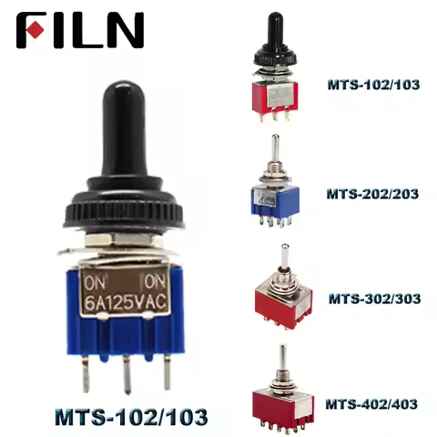6A 120VAC mini 2 Position ON ON MTS-102 MTS-202 Toggle Switch 3 Position MTS-103 MTS-203 ON OFF ON S