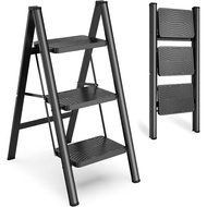 Step Ladder 3 Step Folding, Small Step Stool For Adults, Closet Step Stool Lightweight Kitchen Ladde