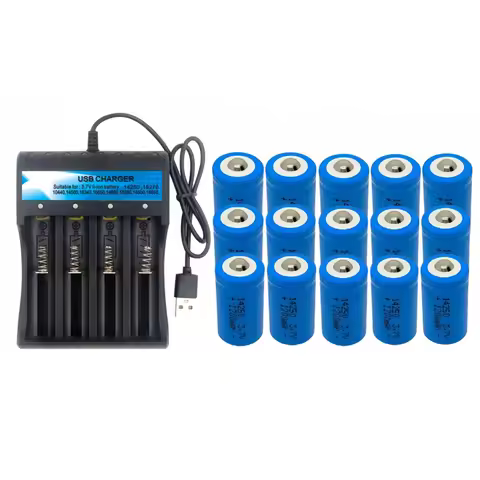 15PCS 14250 3.7V 1200mAh Rechargeable Lithium Battery 1/2AA Size USB Charger For Infrared laser sigh