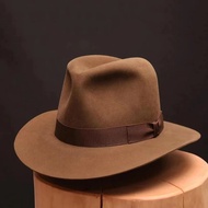 ydyWool Fedora Hat Vintage Soft Felt Hats Men Trilby Hats Popular Headwear Man's Cap Retro Fedora Ha