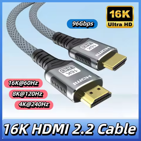16K HDMI 2.2 High Speed 96Gbps Braided Cable 16K@30Hz/60Hz 8K@120Hz 4K@240H UHD HDR 12Bit Compatible