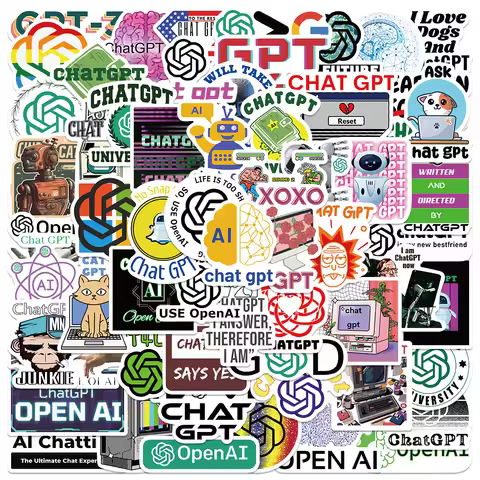 60pcs Chat GPT Stickers Technological Aesthetic Decals For Phone Laptop Luggage Skateboard Refrigera