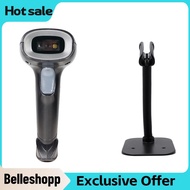 Belleshopp-my Barcode Scanner USB Connection Wired 1D 2D Scanning Reader with Stand for Market Wareh