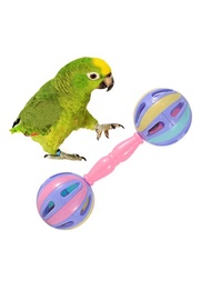 1入組ABS塑料雙頭鈴鐺球鸚鵡玩具,防咬小鳥玩具適用於寵物訓練和交互娛樂