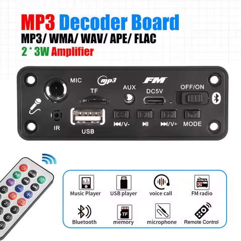 MP3 Bluetooth Amplifier Decoder Board 2 * 3W With Microphone Jack MIC Bluetooth 5.3 Lossless U disk 