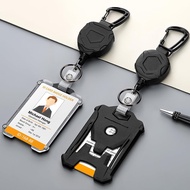 2 Pack Retractable Badge HolderHeavy Duty Badge Reel Keychain with ID Card Holder Retractable Lanyar