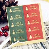 10 Sheets Rectangle Christmas Tree Sticker DIY Scrapbooking Party Envelope Gift Packaging Seal Stickers Stationery