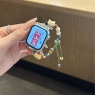 Suitable for Apple Watch S10 Strap Beaded Applewatch Strap Cute Cat S9/8 Wristband SE3/2 Suitable fo