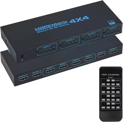 4K HDMI Matrix Switch 4x4 4K@30hz HDMI Video Matrix Switcher Splitter 4 In 4 Out IR Remote Control F