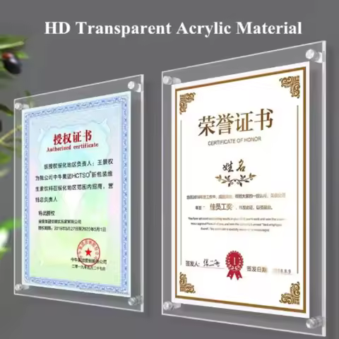1pcs A4 Double Panel Acrylic Sign Holder Wall Mount Poster Frame Clear Floating Frameless Photograph