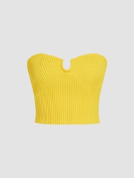 Cider Knitted Cut Out Crop Tube Top