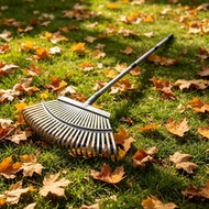Stainless Steel Yard Rake Fan-Shaped Detachable Yard Rake Garden Tool Curved Compact Storage for Law