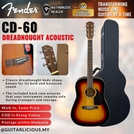 Fender CD-60 Dreadnought V3 Acoustic Guitar w/case, Walnut FB , Sunburst ( CD60 / CD 60 )