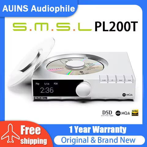SMSL PL200T Hi-res CD Player MQA-CD DSD512 Clock Input P.A.S.S Servo System Support I2S AES/EBU Opti