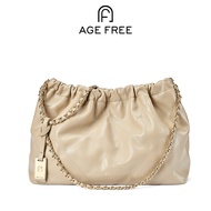 AGE FREE Jisoo Bag กระเป๋าหนังแฟชั่นสะพายไหล่สายโซ่สีทองถัก น้ำหนักเบา สามารถจุของได้เยอะ หนังนุ่ม