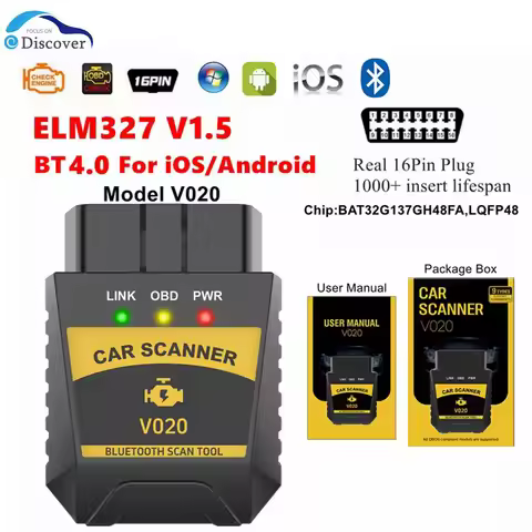 Newest V020 Bluetooth 4.0 For Read Car Coder For IOS Android ELM 327 V1.5 Read Engine Error For Car
