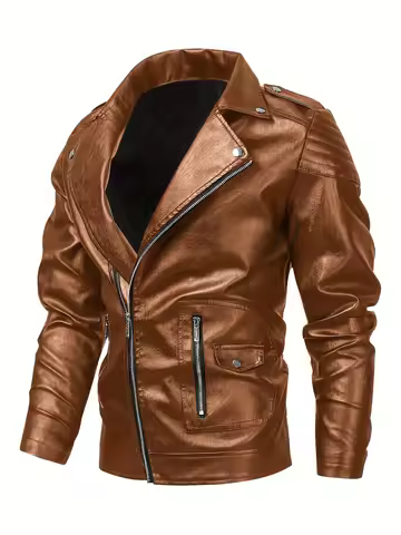 Clothes Man Stylish Faux Leather Biker Jacket Mens Vintage Leather Jacket Black Leather Jacket for M