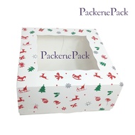 Cake Box ChristmasIVORY 22x22x10cm White Premium Christmas Window 22 x 22 x 10 (10 Pcs)