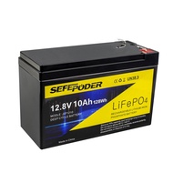 12V 10Ah LiFePO4 Lithium Deep Cycle Battery, 2000+ Cycles Rechargeable Battery for Solar/Wind Power,