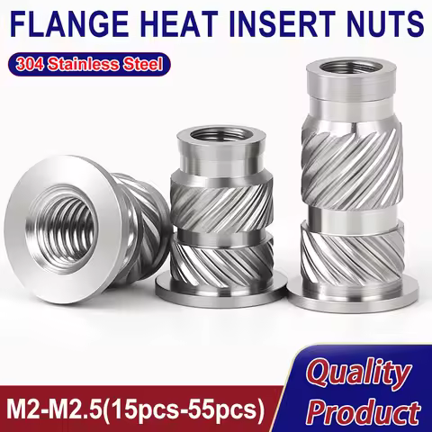 M2 M2.5 Stainless Steel Flange Heat Insert Nuts Threaded Inserts Nut Hot Melt Heat Knurled Embed Inj
