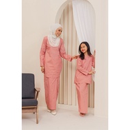 Kurung Cotton Sulam Cindai Peach
