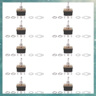 (OAKF) 10X AC 250V/10A 125V/15A DPDT 3 Position ON/OFF/ON 6 Pins Toggle Switch Black+Silver