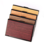 Solid Wood Business Card Box High-end Business Card Box Stainless Steel Business Card Holder