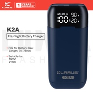 KLARUS K2A Intelligent Charger for Flashlight Batteries, Fits for 18650 / 21700, Protection Circuit, Battery Holder