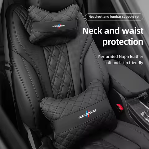 Car Seat Neck Pillow Headrest Lumbar Waist Support Cushion For BMW Performance E46 E39 E90 E91 E92 E